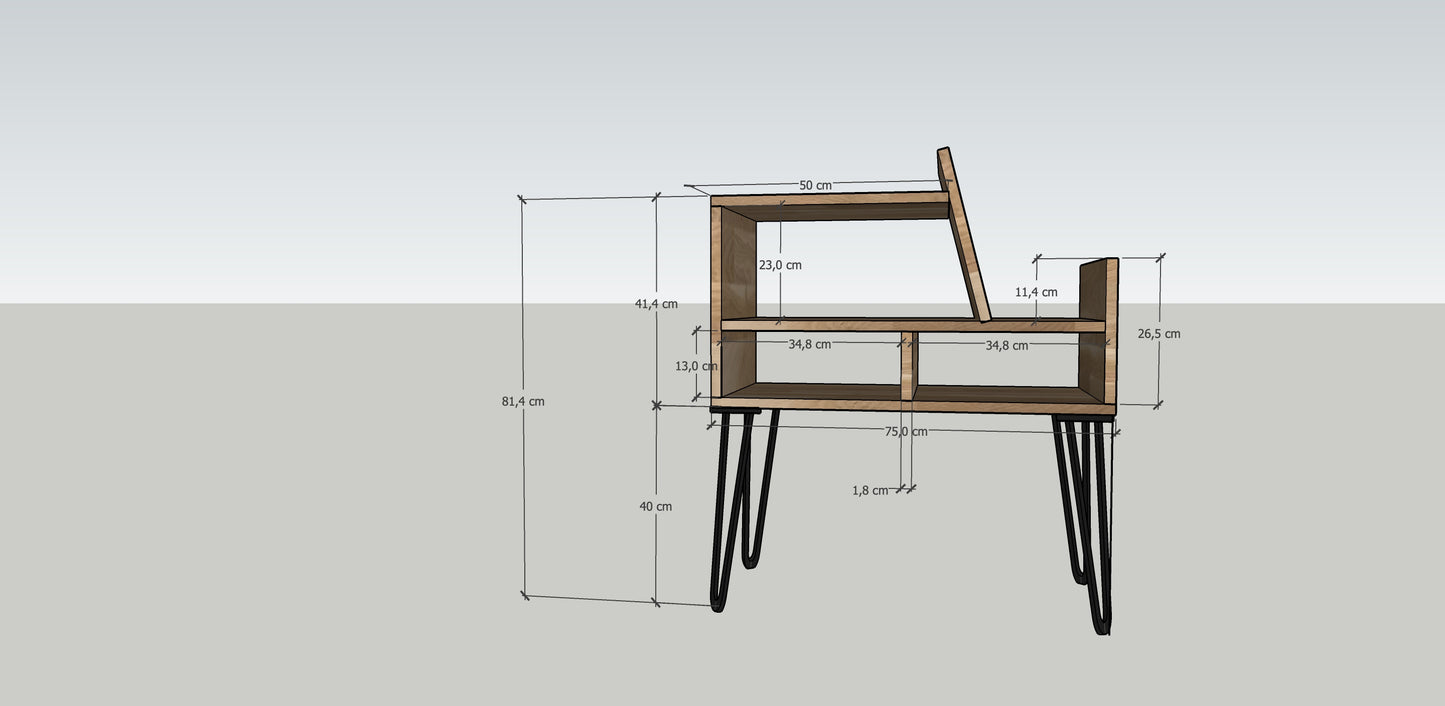 Meuble pour platine vinyle, avec rangements