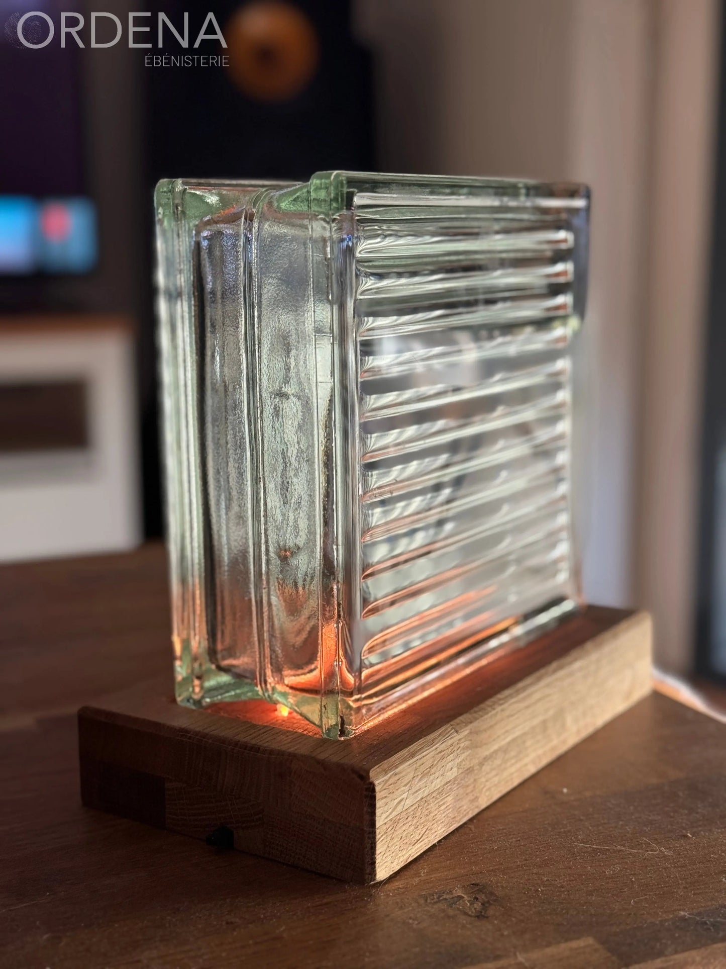 Lampe brique de verre brutalisme L'atelier du meuble scandinave