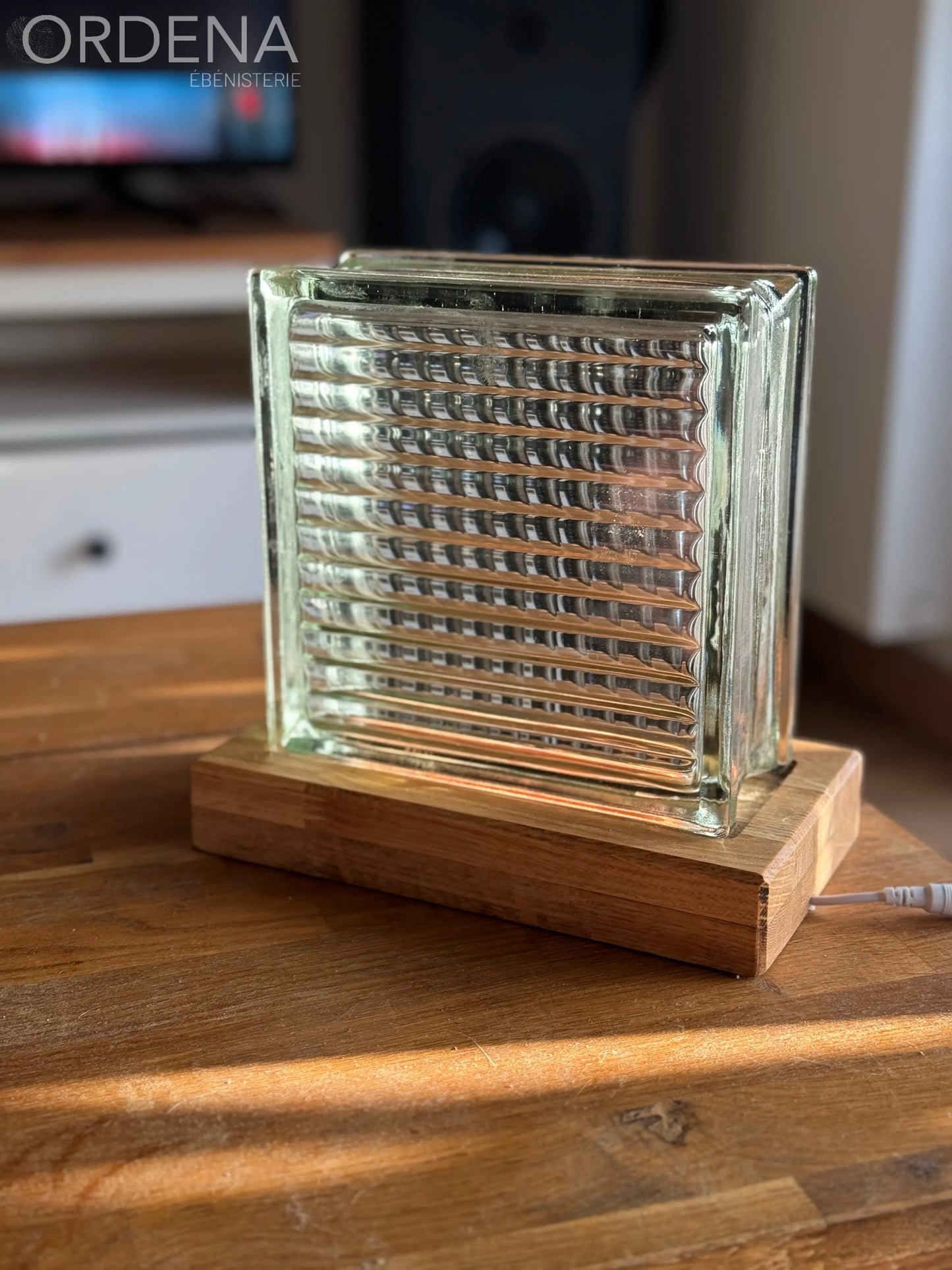 Lampe brique de verre brutalisme L'atelier du meuble scandinave