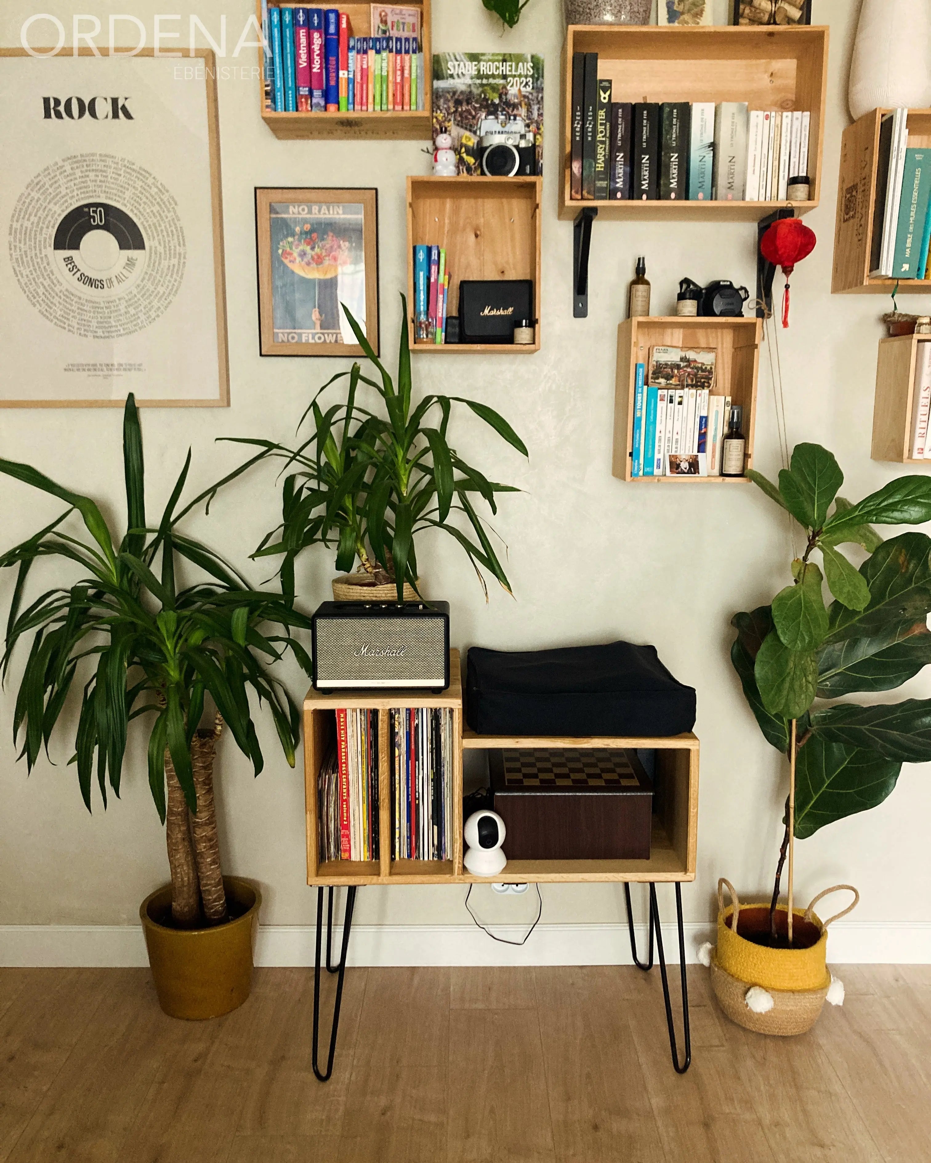 Meuble pour platine vinyle chêne « L’élégant » L'atelier du meuble scandinave