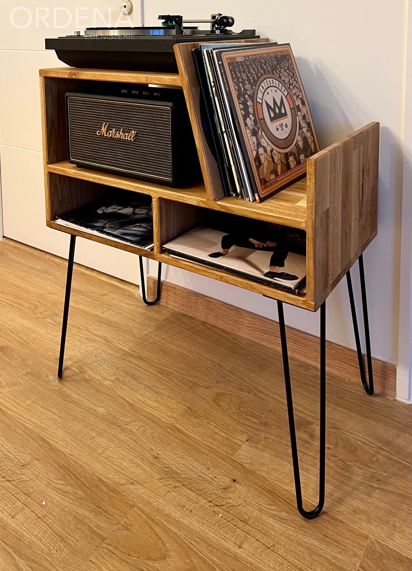 Meuble pour platine vinyle, avec rangements L'atelier du meuble scandinave