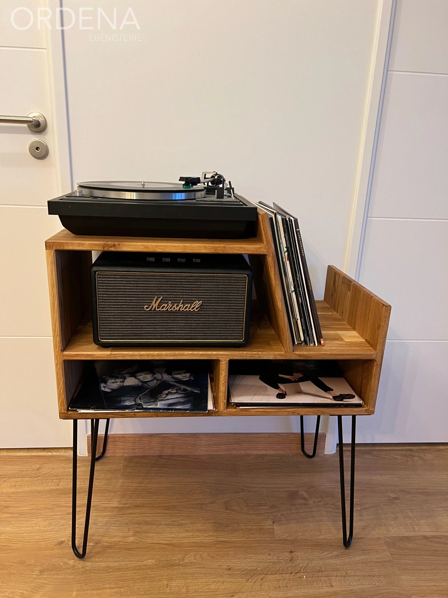 Meuble pour platine vinyle, avec rangements L'atelier du meuble scandinave