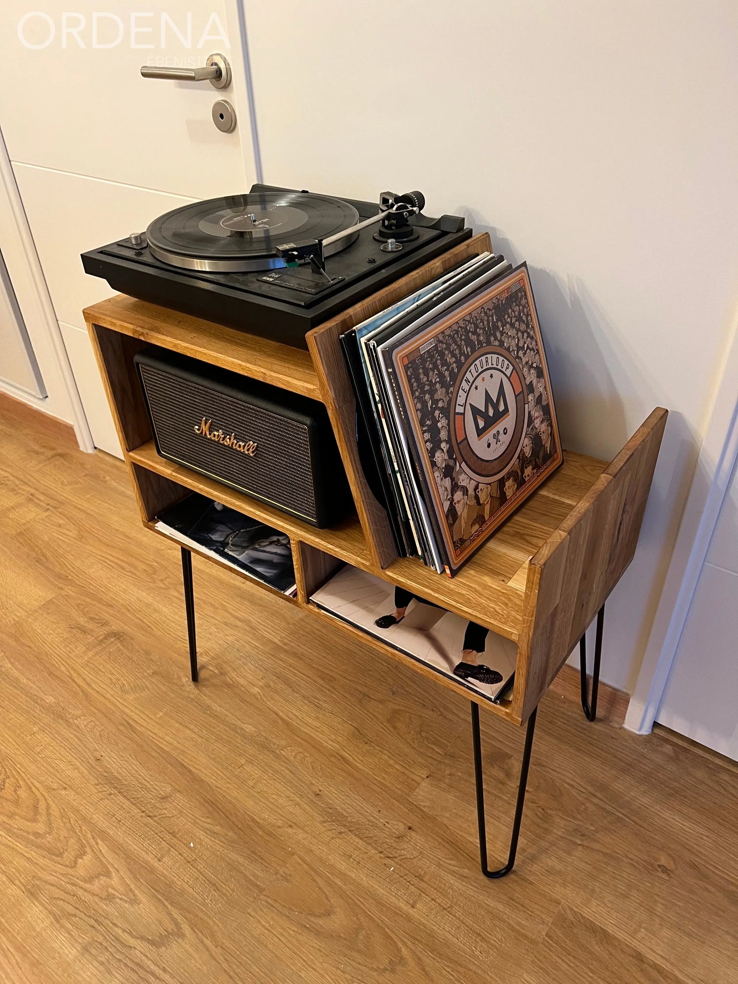 Meuble pour platine vinyle, avec rangements L'atelier du meuble scandinave