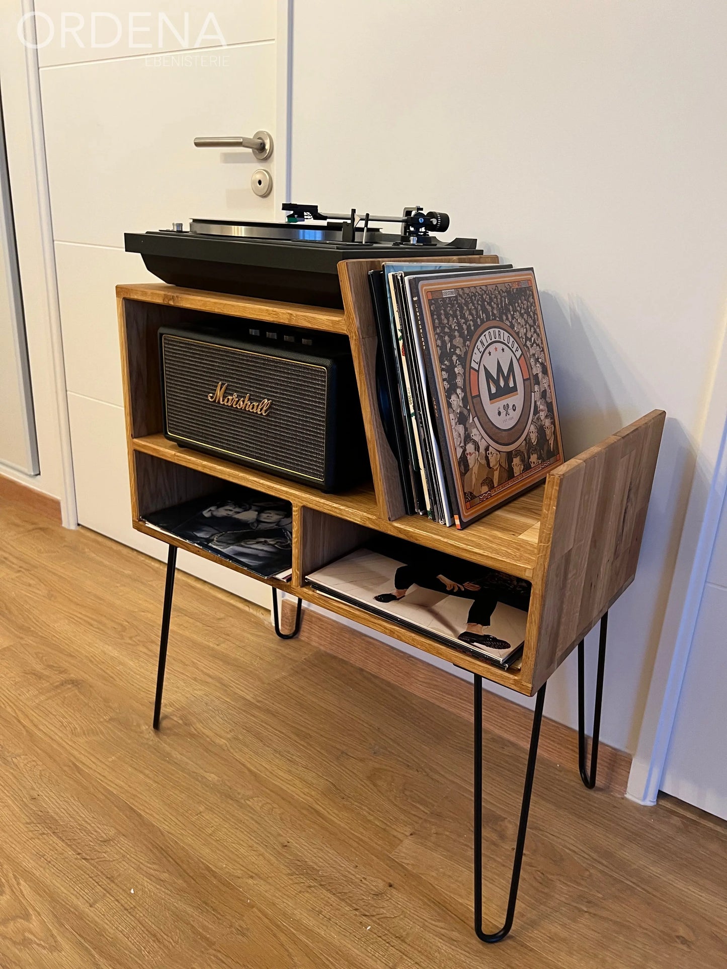 Meuble pour platine vinyle, avec rangements L'atelier du meuble scandinave