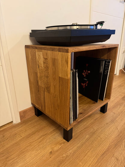 Solid oak vinyl storage cube