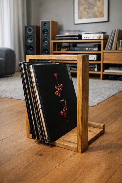 Porte disque vinyle chêne massif