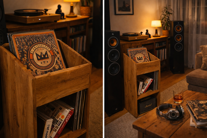 Meuble à vinyles en chêne "Le Présentoir"
