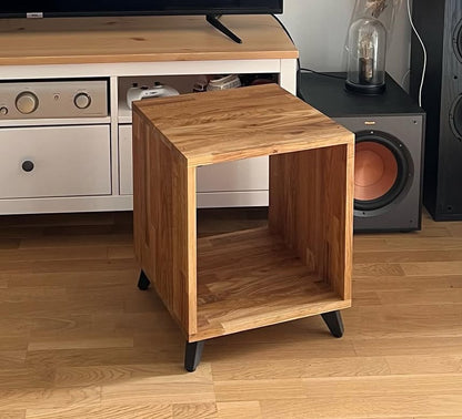 Solid oak vinyl storage cube