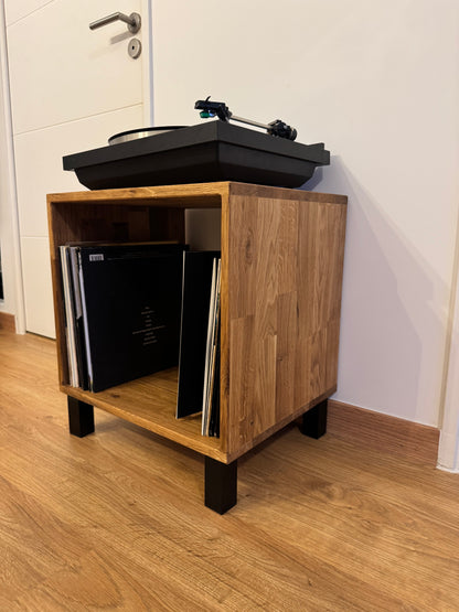 Solid oak vinyl storage cube