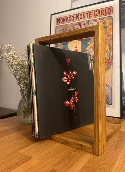 Porte disque vinyle chêne massif