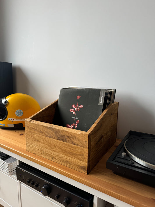 Caisse collection vinyle salon en bois
