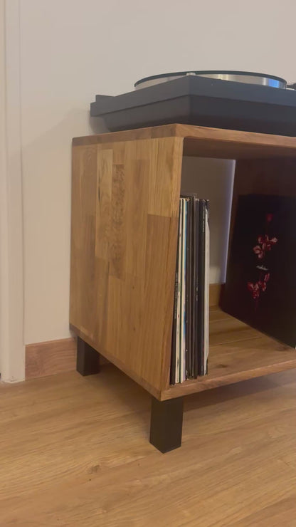 Solid oak vinyl storage cube