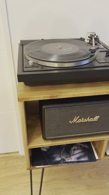 Meuble pour platine vinyle, avec rangements