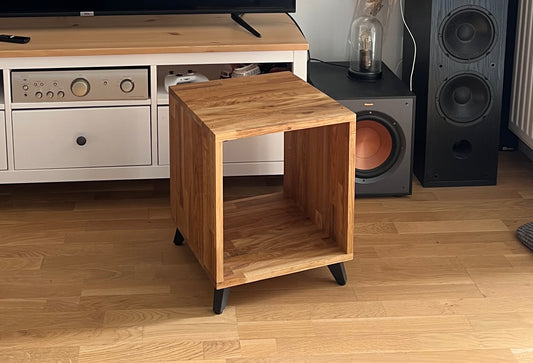 Meuble rangement vinyle et magazine en chêne "Le Disquaire" L'atelier du meuble scandinave